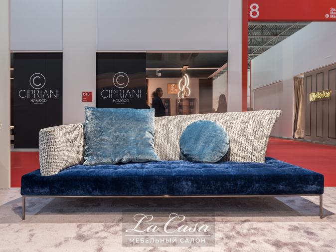 Фото диван Luna от фабрики Erba синий серый голубой ткань общий вид - фото №1