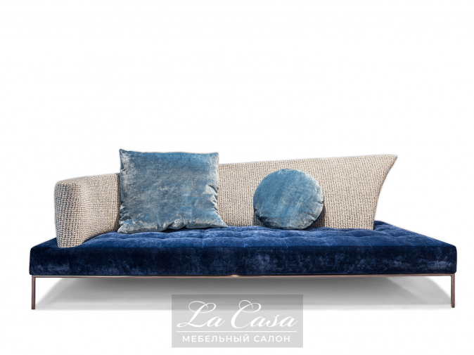 Фото диван Luna от фабрики Erba синий серый голубой ткань общий вид белый фон - фото №2