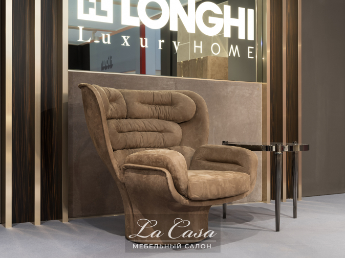 Фото кресла Elda office от фабрики Longhi современное общий вид коричневое нубук - фото №2