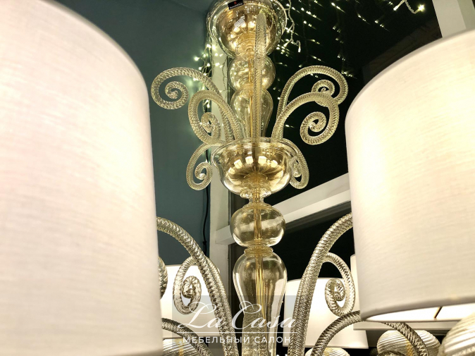 Фото люстра Tangeri от фабрики Barovier&Toso стекло, хром, плафоны из ткани белого цвета деталь 2 - фото №7