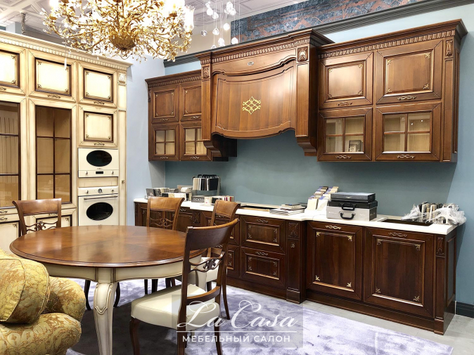 Фото кухня Capri Luxury от фабрики Arcari Массив, матовый лак, металл, стекло вид спереди - фото №3
