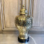 Фото лампа Ming от фабрики Abhika керамика перфорированная, деревянная подставка вид спереди золотая - фото №2
